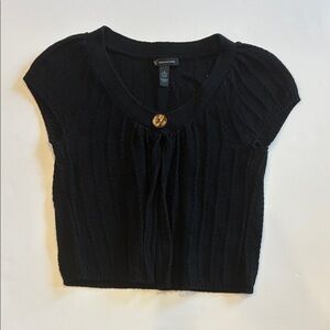 INC International Concepts black sweater with capped sleeves